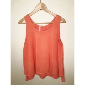 Francesca’s Coral Swing Ruffle Blouse